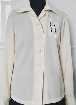 Чудова гарна стильна класна вінтажна блузка блуза ретро вінтаж натуральна вовна шерсть вишивка3 фото