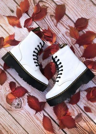 Чоботи в стилі dr. martens jadon white хутро4 фото