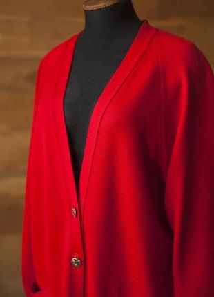Червоний вовняний вінтажний подовжений кардіган жіночий ballantyne, розмір s, m3 фото