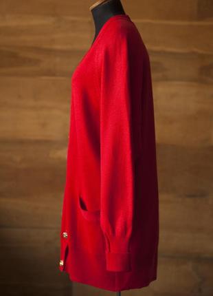 Червоний вовняний вінтажний подовжений кардіган жіночий ballantyne, розмір s, m4 фото