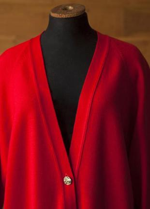 Червоний вовняний вінтажний подовжений кардіган жіночий ballantyne, розмір s, m2 фото