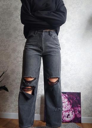 Брюки момс, джинсы трендовые прямые plt 6