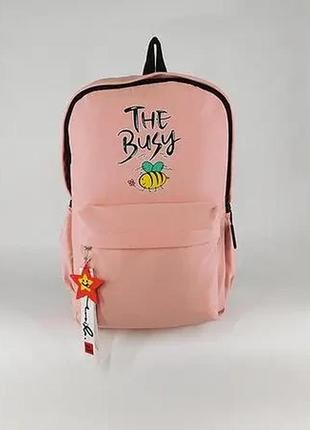 Рюкзак городской школьный стильный тканевый на молнии принт пчела 38*25 см cans1 фото