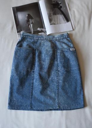 Синя джинсова вінтажна міні спідниця «варьонка» жіноча naf naf, розмір m