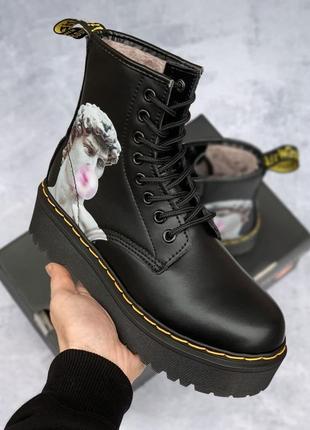 Чоботи в стилі dr. martens jadon black david хутро