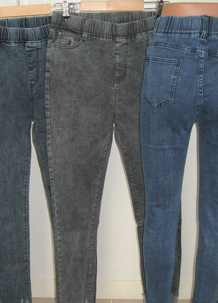 Стрейчевые джинсы, стрейчевые джеггинсы, джинсы на резинке, голубы джинсы с высокой посадкой  42-566 фото
