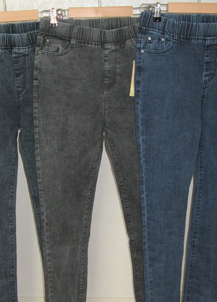 Стрейчевые джинсы, стрейчевые джеггинсы, джинсы на резинке, голубы джинсы с высокой посадкой  42-564 фото