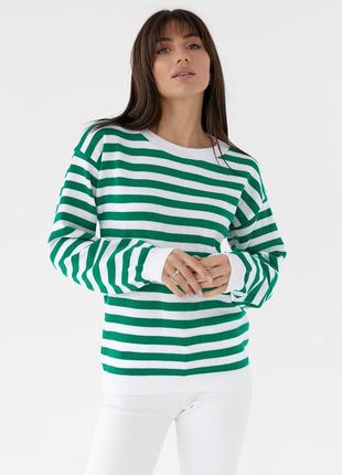 Оверсайз свитер в полоску зеленый свободный свитер полосатый оверсайз
