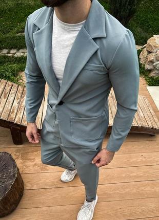 Класичний костюм чоловічий. офіційний костюм двійка (однобортний піджак + брюки)2 фото