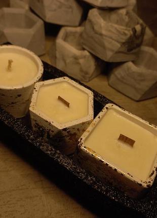 Набір свічки  міні взолотистого кашпо1 фото