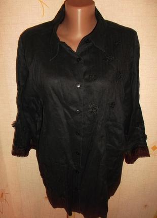 Блуза рубашка- черная, лен. р. 4xl - jordan