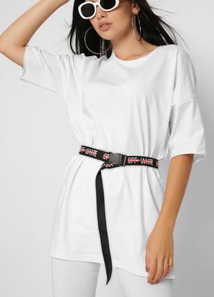 Стильна жіноча футболка фасону oversize в комплекті контрастний пояс fk-224-3