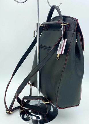Рюкзак сумка жіночий « сердце» чорний з червоним3 фото