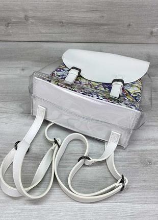 Рюкзак жіночий силіконовий білий з косметикою абстракція4 фото