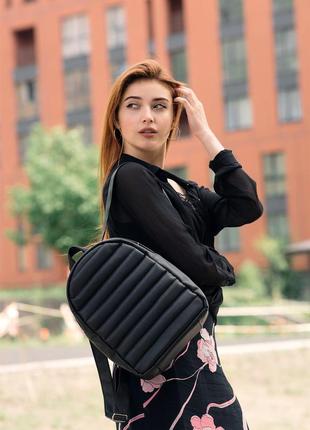 Женский черный рюкзак из качественной экокожи3 фото