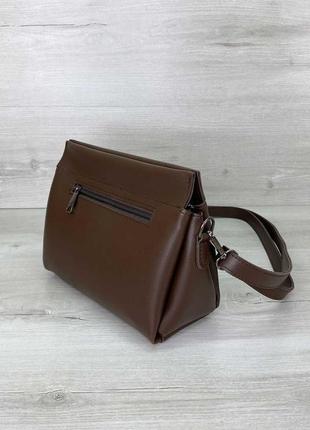 Жіноча коричнева сумка  з міцної екошкіри високої якості3 фото