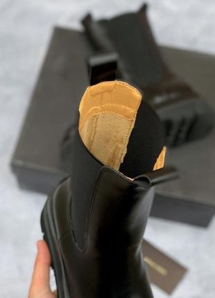 Чоботи  в стилі bottega veneta boots black (з начосом)2 фото