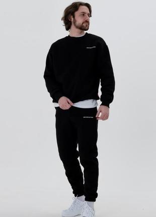 Костюм мужской базовий кофта штаны черный турция / комплект чоловічий кофта штани чорний1 фото