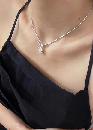 Стильная серебряная цепочка чокер s925