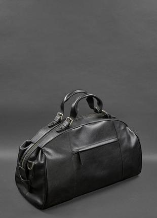 Дорожная спортивная мужская кожаная сумка из натуральной кожи люкс черная5 фото