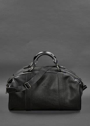 Дорожная спортивная мужская кожаная сумка из натуральной кожи люкс черная4 фото