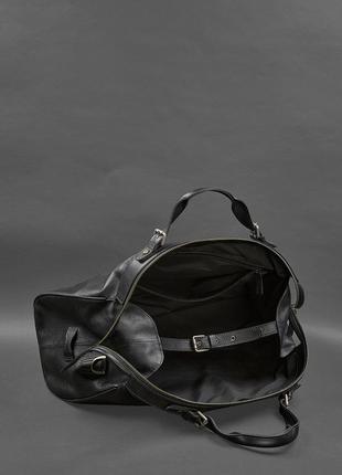 Дорожная спортивная мужская кожаная сумка из натуральной кожи люкс черная6 фото