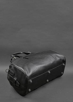 Дорожня спортивна чоловіча шкіряна сумка з натуральної шкіри люкс чорна7 фото