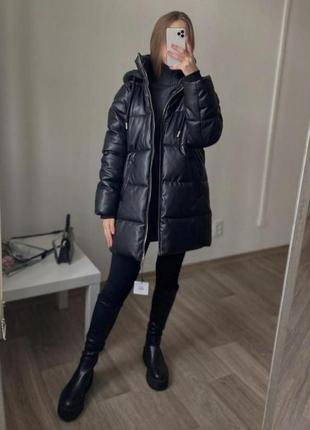 Zara куртка из экокожи10 фото