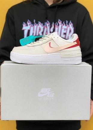 Кросівки  в стилі nike air force 1 shadow red2 фото