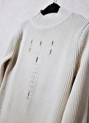 Красивый белый свитер в резиночку с термостразами женский шерсть+акрил serhatli длинный рукав4 фото