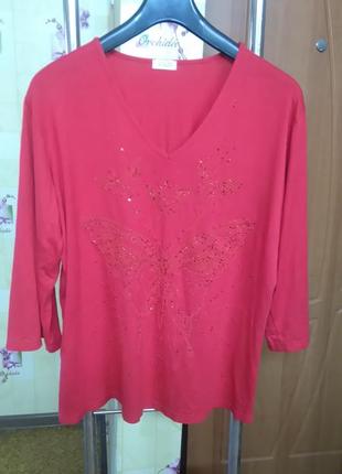 Яркая нарядная натуральная блуза футболка zizzi р.м/l/xl/xxl (англия).