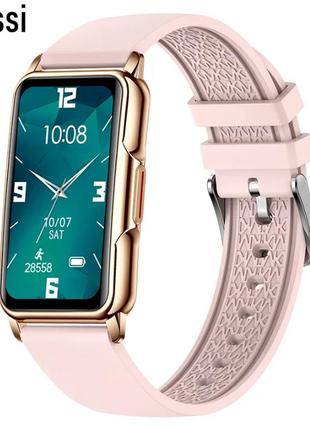 Женские сенсорные умные смарт часы smart watch yi78-p золотистые. фитнес браслет трекер с тонометром