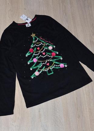 Новорічна кофтинка george 12-13 років. бавовняна красива класна різдвяна реглан кофта лонгслів ялинка ялиночка новий рік різдво подарунок