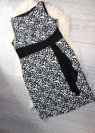 Платье футляр без рукавов бело-черное гобелен точек-веточек, 16 (3179)4 фото