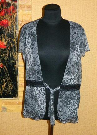 Блуза серая с блестящей ниточкой расцветка кружево р. 48-50 notations