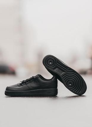 Кросівки шкіряні nike air force 1 black premium , кеди чоловічі, кроссовки, черевики, післяплата