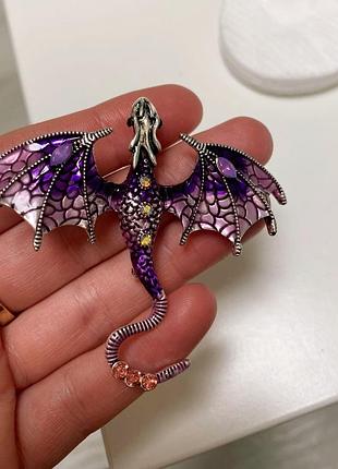 Роскошная большая брошь дракон фиолетовый змей пин значок брошь дракон