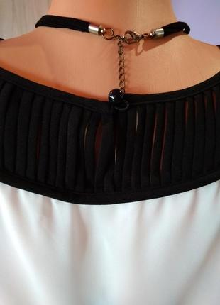 Стильная шифоновая блузка на подкладке,красивая вставка вокруг шеи.без дефектов.4 фото