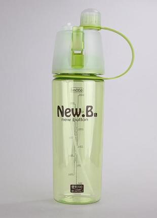 Пляшка для води та напоїв new b з розпилювачем 600 мл зелена new button bottle