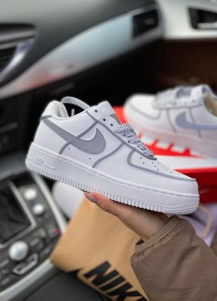 Женские кроссовки nike air force 1 low white grey 36-37-39