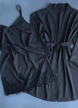 Выбор цвета комплект женский халат и пеньюар с кружевом, софт