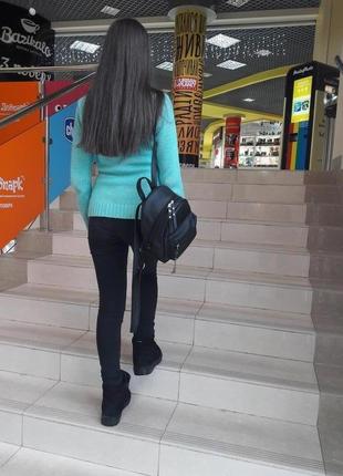 Рюкзак женский маленький стильный кожаный эко черный городской6 фото