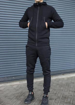 Розпродаж! чоловічий, зимовий, флісовий, теплий, спортивний костюм чорний, фліс