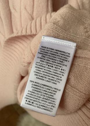 Шерстяной свитер в косичку в нежном розовом цвете от бренда gant 100% овечья шерсть10 фото