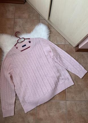 Шерстяной свитер в косичку в нежном розовом цвете от бренда gant 100% овечья шерсть8 фото