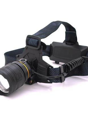 Налобний ліхтарик bailong bl-8075-2-gt100, 3 режими, zoom, корпус — алюміній, водостійкий, ударостійкий, акум