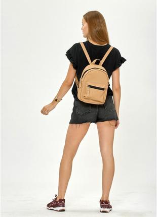 Рюкзак женский бежевый стильный кожаный эко светлый городской2 фото