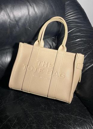 Marc jacobs medium tote bag beige leather 4