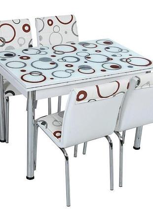 Комплект обідній меблів "хвиля" (стіл дсп, гартоване скло + 4 стільця) mobilgen, туреччина