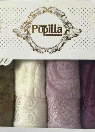 Набор велюровых полотенец в подарочной упаковке 30*50 см (100 % хлопок) puppila, турция 7019